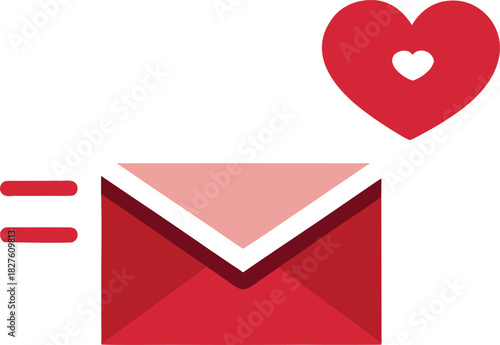 Vector illustration of red envelope with heart seal delivering love messages scalable eps icon