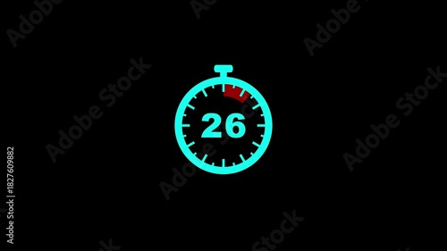 30 seconds countdown, Analog of simple clean timer motion graphic with text numbers. clock countdown 30 to 0 second.