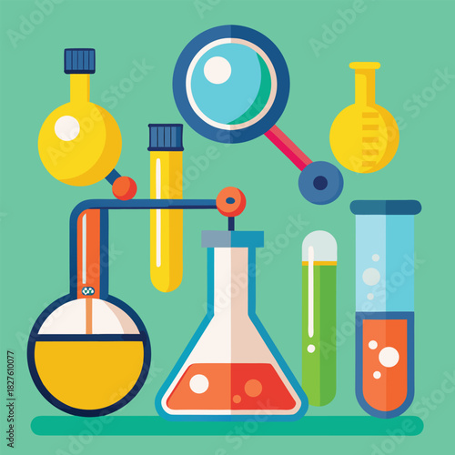 Modern science laboratory flat design vector for chemistry education and STEM learning