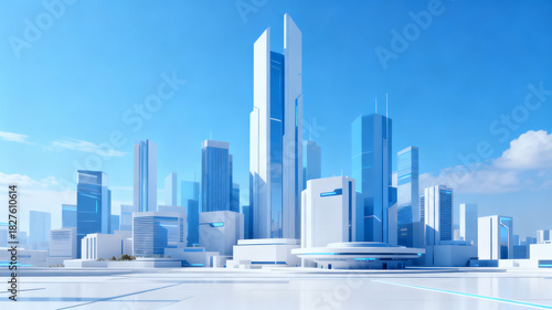 Sleek High-Tech Blue Cityscape with Motion Effects