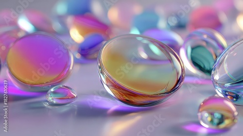 Wallpaper Mural Stunning iridescent glass spheres reflecting vibrant colors, perfect for modern backgrounds, abstract art, and captivating design projects with a dreamy, ethereal vibe Torontodigital.ca