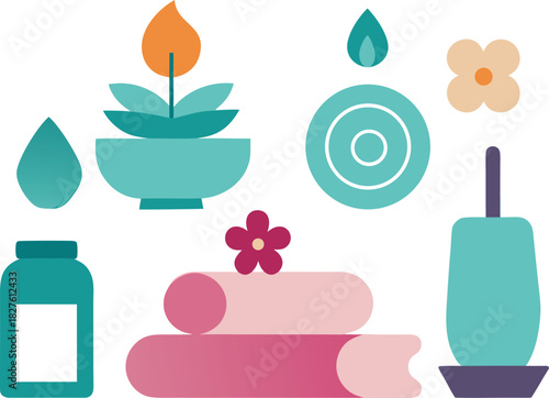 Spa relaxation icons set vector scalable illustration for wellness and serenity