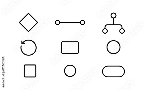 Linear flowchart symbols and shapes for process diagrams