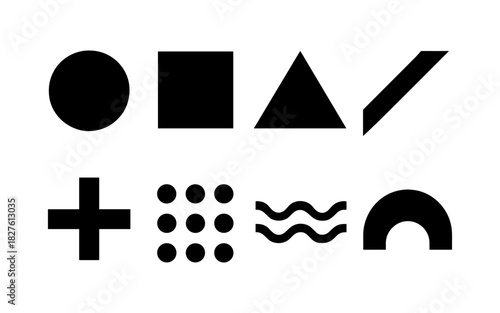 Geometric shape set with bold minimalist design elements
