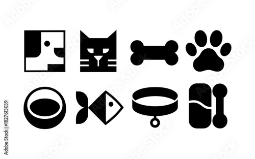 Pet icon set: bold silhouettes for dog and cat lovers