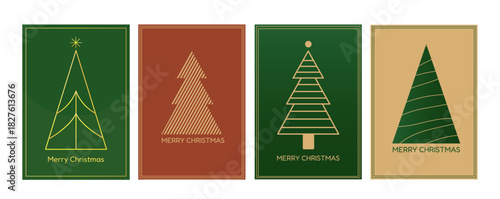 Minimalist Christmas Tree Greeting Cards Collection