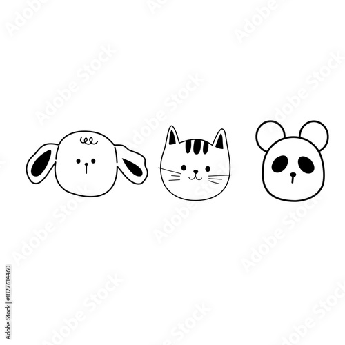 Lineart cartoon animal face vector abstract