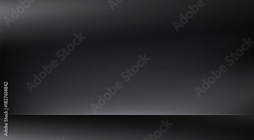 Empty Black studio room background Space for selling products, backdrop, wallpaper, background, text. Empty Room Studio with table. Vector illustration.