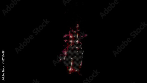 A flame on an old LED screen or matrix. Fire from 8-bit 16-bit video games. Animation in the style of mosaic or dot graphics.