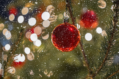 Decorated Christmas Tree with Glowing Lights