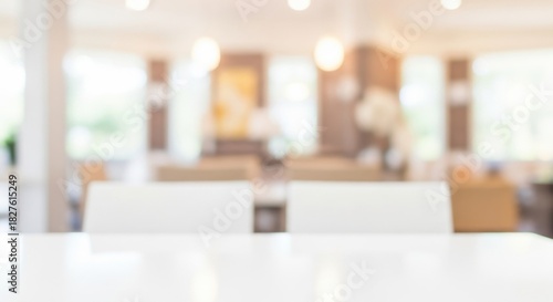 Wallpaper Mural Bright dining space blur with table foreground white Torontodigital.ca