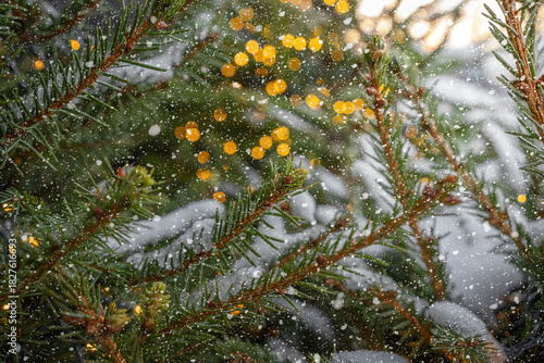 Decorated Christmas Tree with Glowing Lights