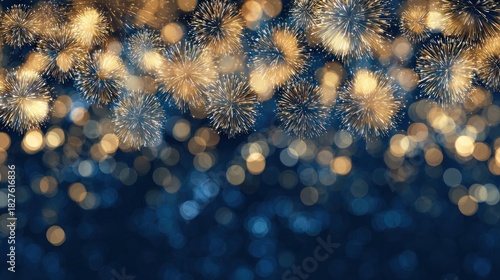 Festive Fireworks Display with Bokeh Lights.