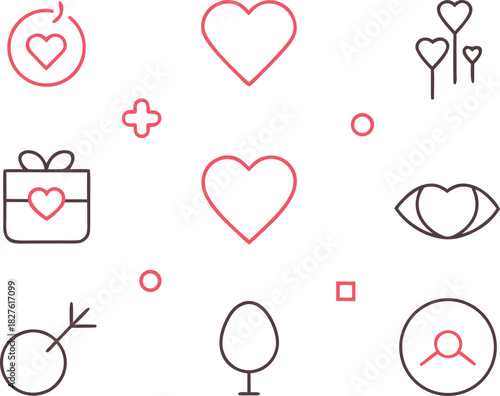 Minimalist valentine icons bundle 72 elements scalable vector graphics for romantic designs