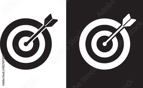 Black and White Target With Arrow Icons Side by Side dartboard bullseye