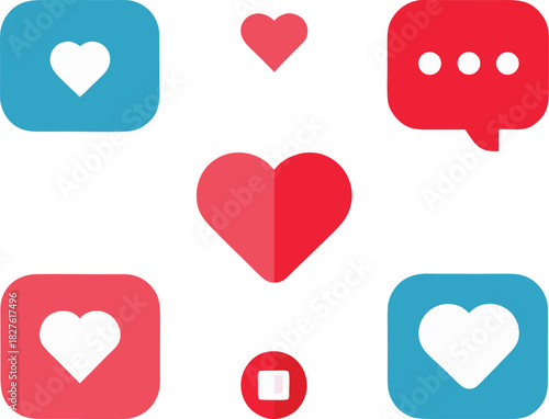 Valentine mobile app icons bundle 30 scalable vector heart illustrations
