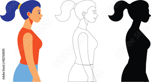 vector illustration of a girl with hair