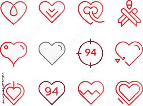Minimal heart line art icons vector bundle scalable eps illustration elements
