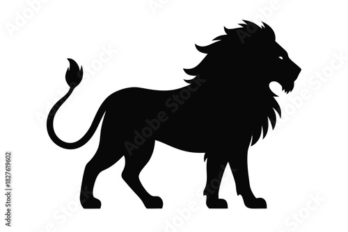 lion silhouette vector, lion black symbol