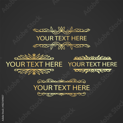 Set of Vintage decorative Golden lines. Text dividers. Line border. Lines separators, Borders, Set of various doodle style line dividers and arrow icons for design