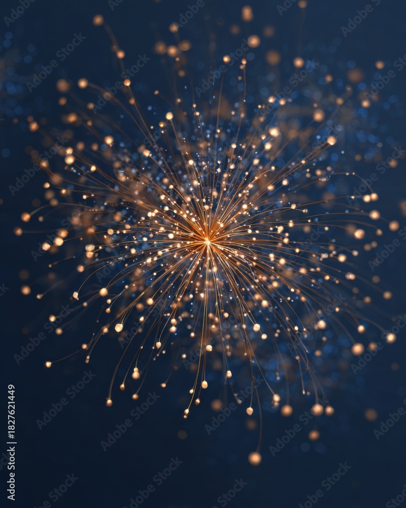 Obraz premium A bright, glowing sparkler emitting golden sparks against a dark background.