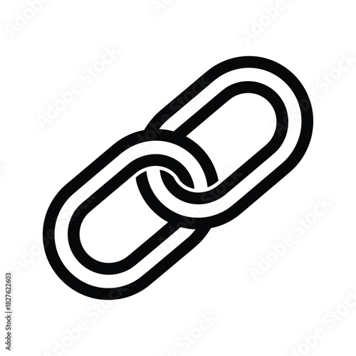 Black outline icon of two interlocking chain links, representing a strong connection, isolated on
