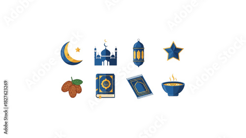 ramadan kareem celebration icon set