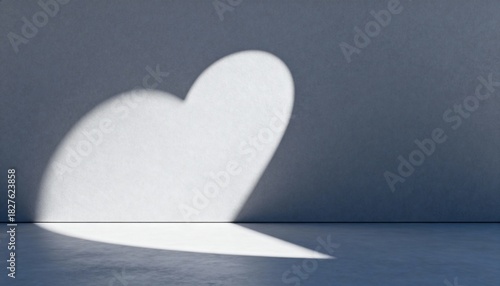 Single Light Source Casting Heart Shaped Shadow on Minimalist Surface for Modern Design and Artistic Presentation
