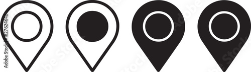 Four Location Pin Icons Different Styles Isolated map pin map marker