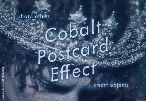 Сobalt Blue Postcard Photo Effect Mockup