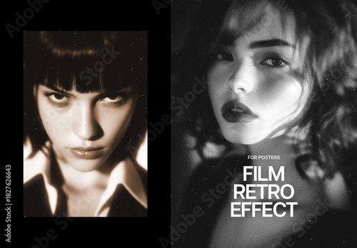 Retro Film Poster Photo Effect Mockup