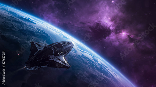 Alien view of Earth
Futuristic scene from alien perspective showing Earth
in cosmic colors