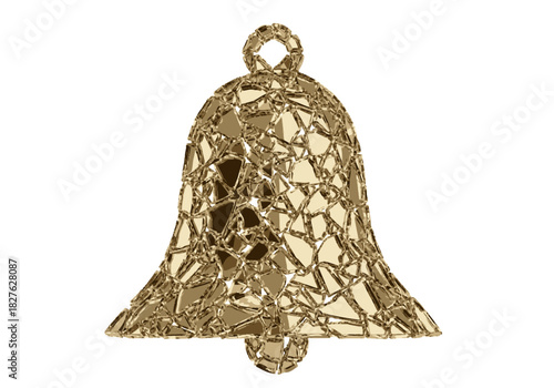 Golden Mosaic Bell with Unique Geometric Fragmented Design.