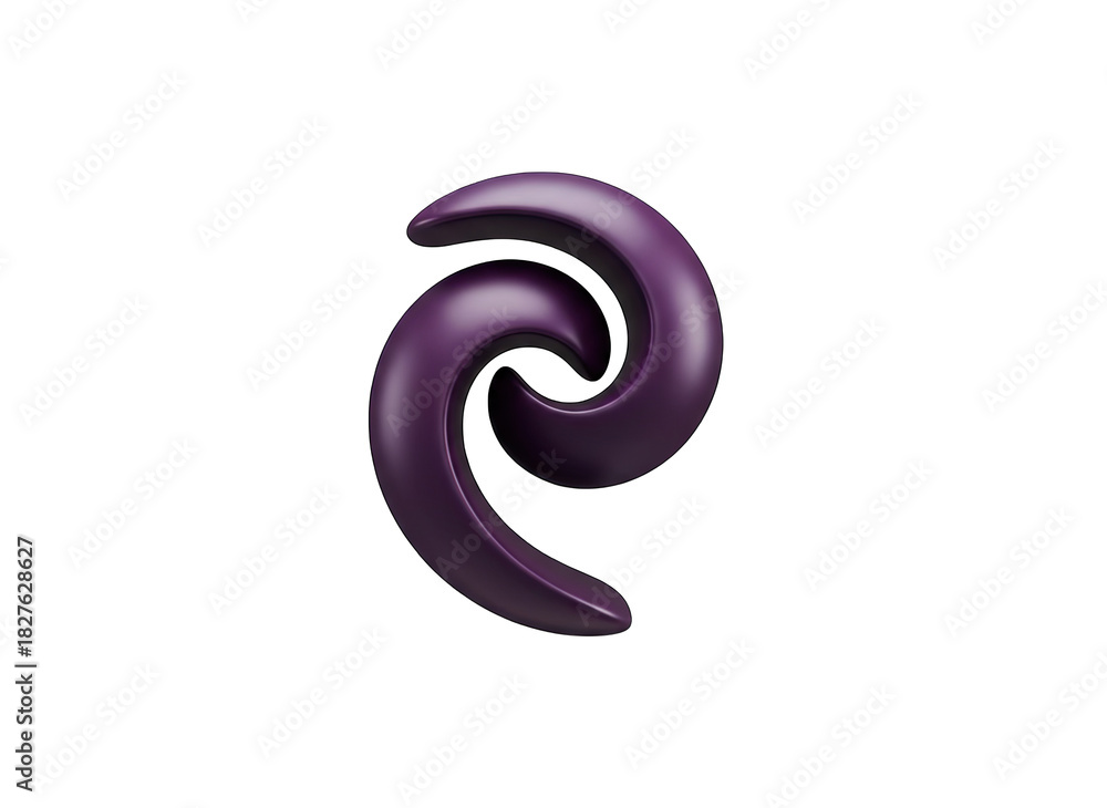Naklejka premium Abstract Swirl Shape in Dark Purple With Red Dots On Transparent Background