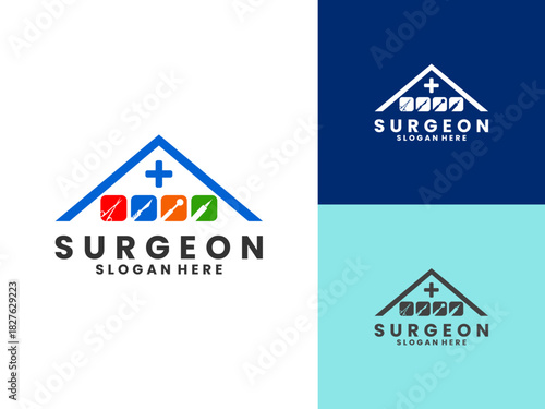 Home surgeon logo design vector. Surgical clinic logo design vector template.