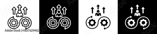 Continuous Improvement Icon Set In Black And White Filled Style Collection