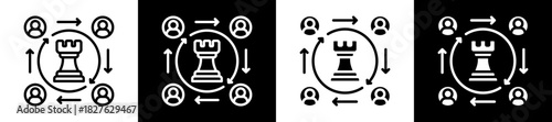 Strategic Alignment Icon Set In Black And White Filled Style Collection