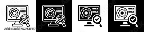 Continuous Monitoring Icon Set In Black And White Filled Style Collection
