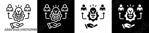 Proactive Approach Icon Set In Black And White Filled Style Collection