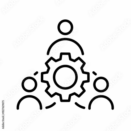 Line art team collaboration gear icon