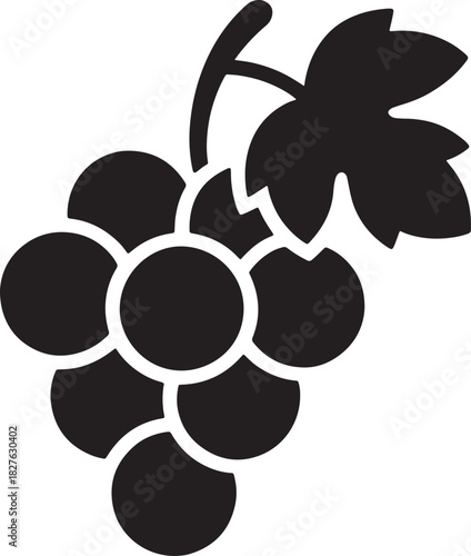 Bunch of Grapes with Leaf and Stem Isolated on White Background fruit cluster