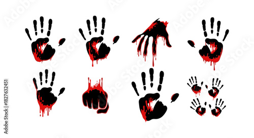 Bloody Handprints and Fist Symbolizing Danger and Fear.