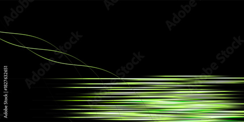 Abstract Luxury green light vector design on black background. Glow neon effect decoration backdrop concept for use element . presentation