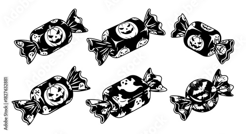 Halloween Candy Collection with Spooky Designs.