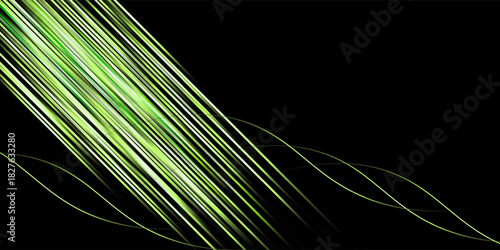 Abstract Luxury green light vector design on black background. Glow neon effect decoration backdrop concept for use element