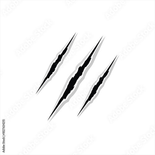 Vector Claws Scratches Animal Rip Tear Wild Beast Graphic Illustration Black White Sharp Attack Cut Graphic Design