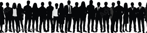 Silhouette of a large group of business people standing together
