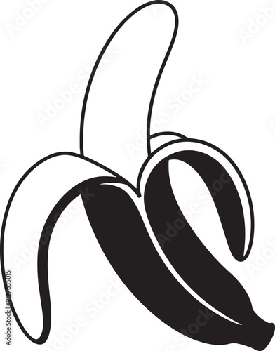 Peeled Banana with Open Peel Isolated on White Background fruit