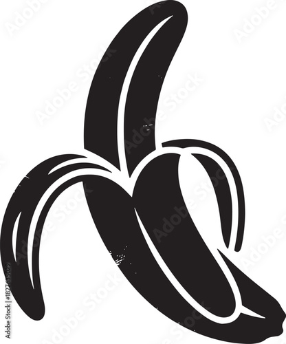 Peeled Banana with Textured Open Peel Isolated on White Background fruit