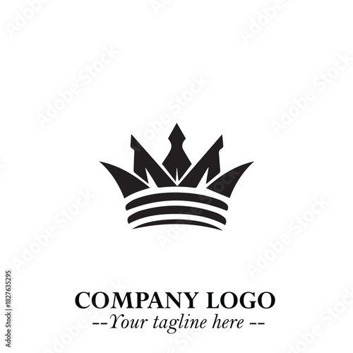 Elegant Black Crown Logo Symbol on a Clean White Background for Premium Branding Design